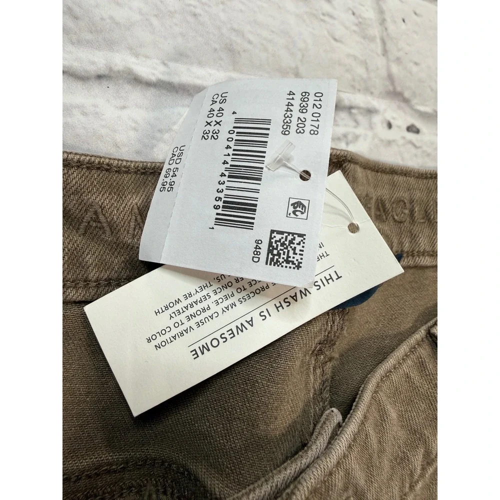 American Eagle Slim Straight Pants Mens 40x32 Dark Brown New Easyflex‎ 6939